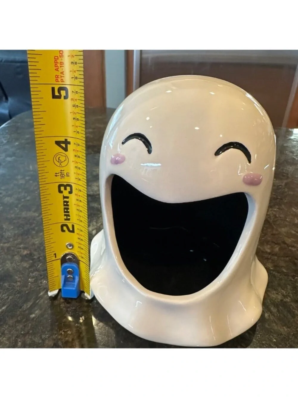 Halloween Ghost Smiling Candy Dish Holder 5 inch Ceramic White Unique Eclectic